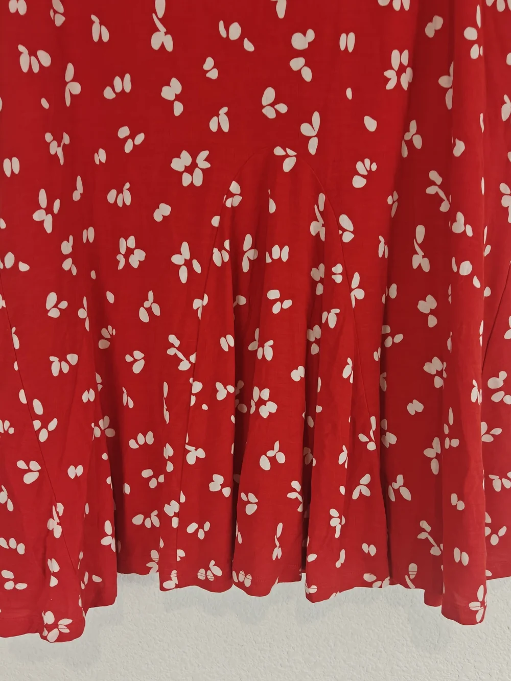 Boden Red Floral Midi Skirt High Rise Flare Romantic Cottagecore Size 12